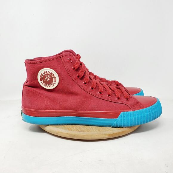 PF Flyers Sandlot Center Hi Shoes Mens 10.5 Red Blue High Top Sneaker - Picture 1 of 12